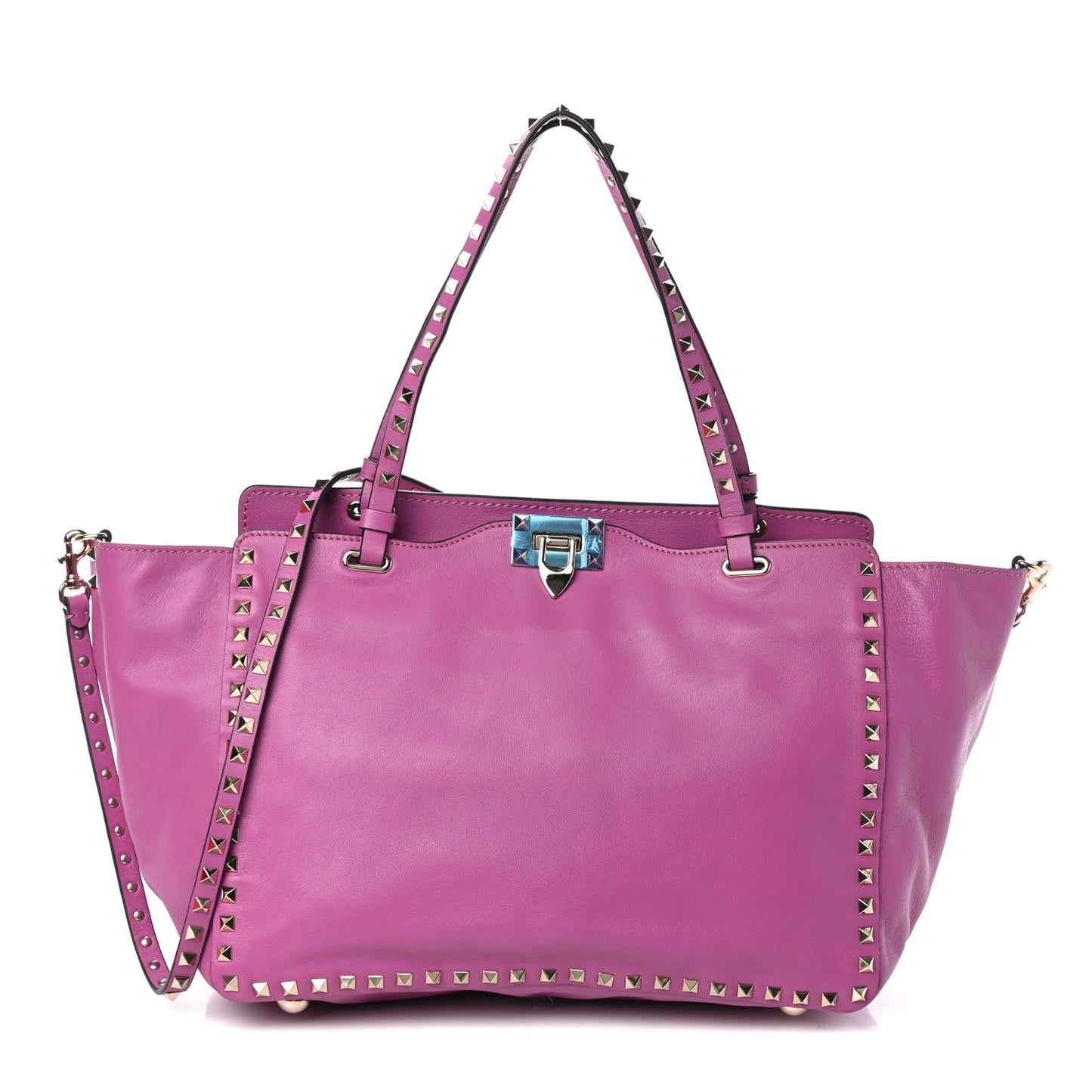 Vitello Medium Rockstud Tote Purple Violet