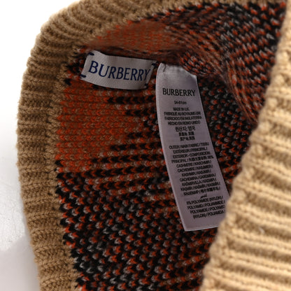 Burberry Cashmere Check Beanie Hat Sand Beige 5 of 5