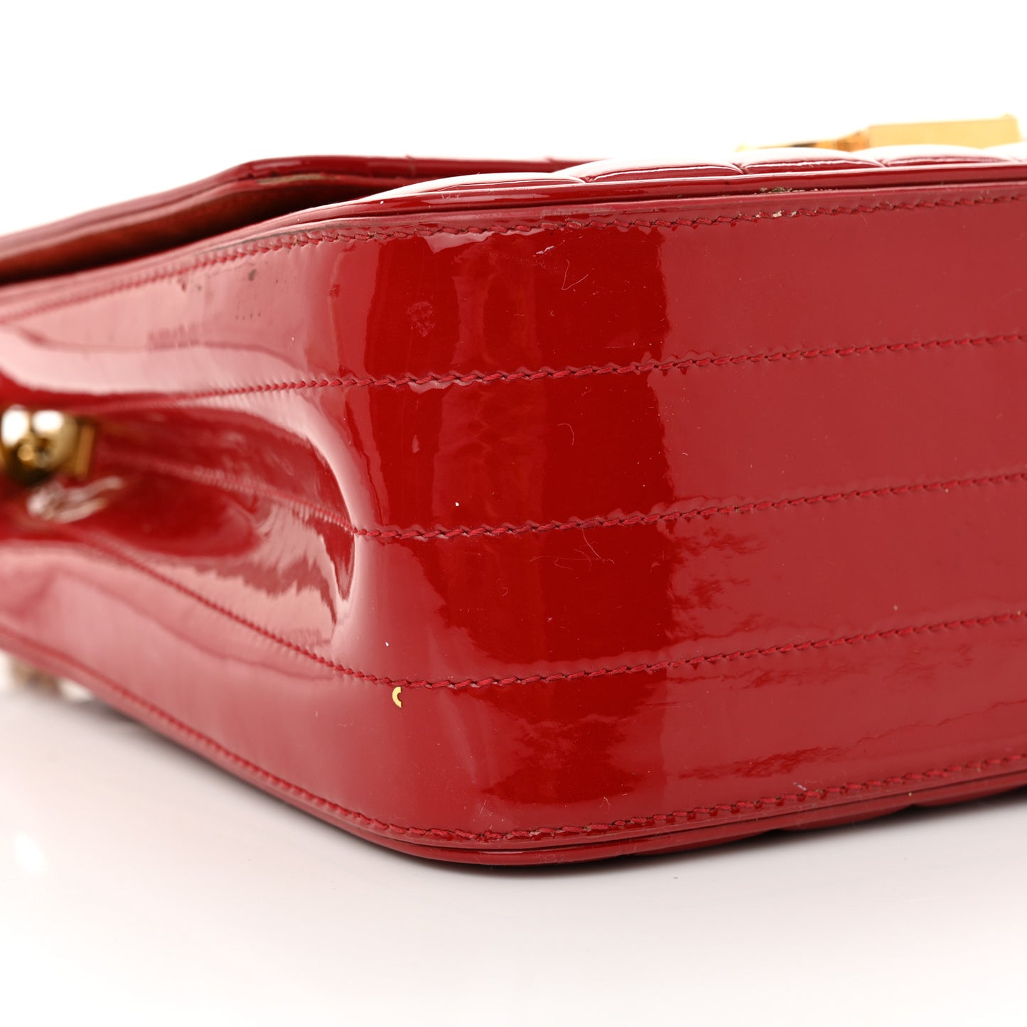 Patent Matelasse Monogram Large Vicky Chain Bag Rouge Eros