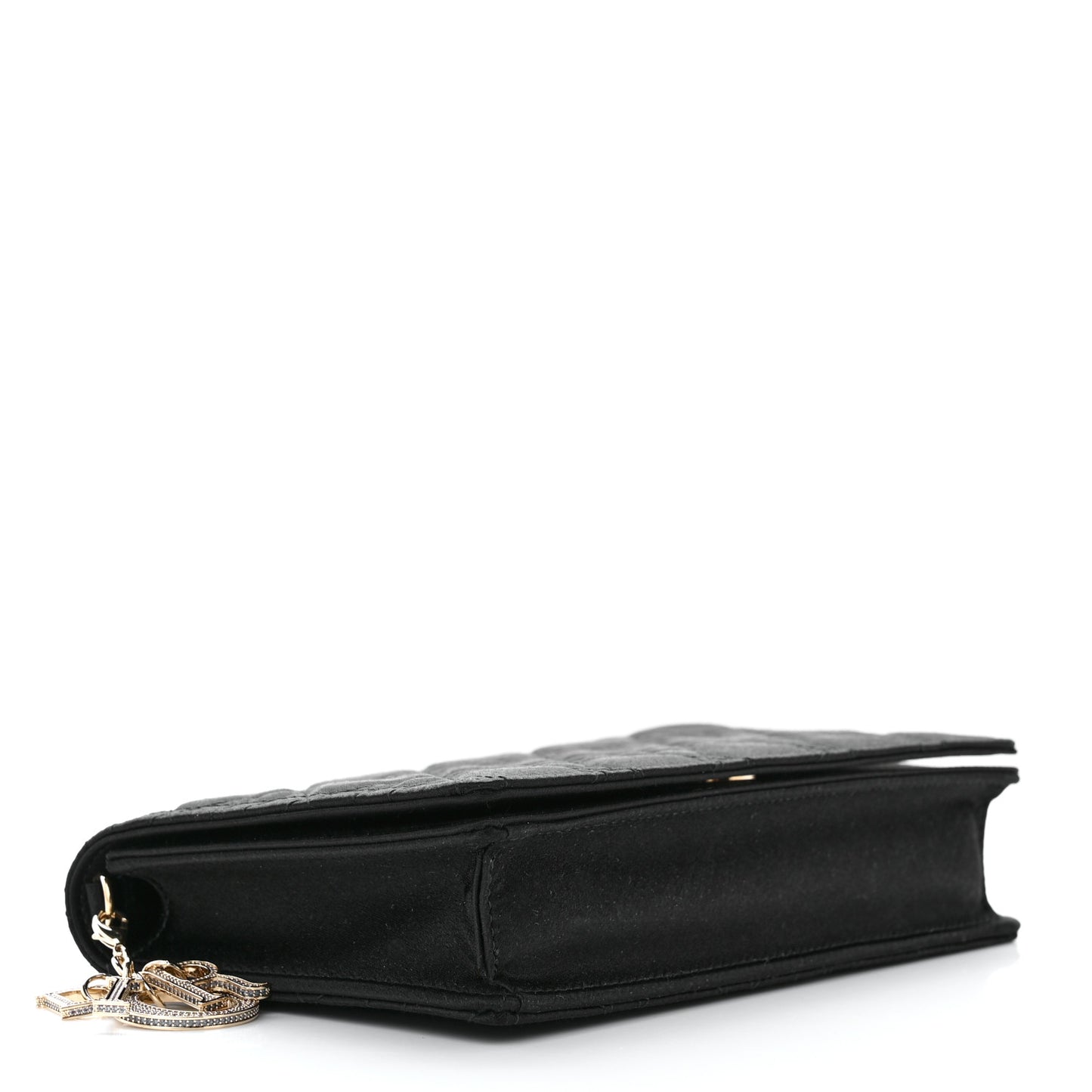 Satin Cannage Lady Dior Clutch Black