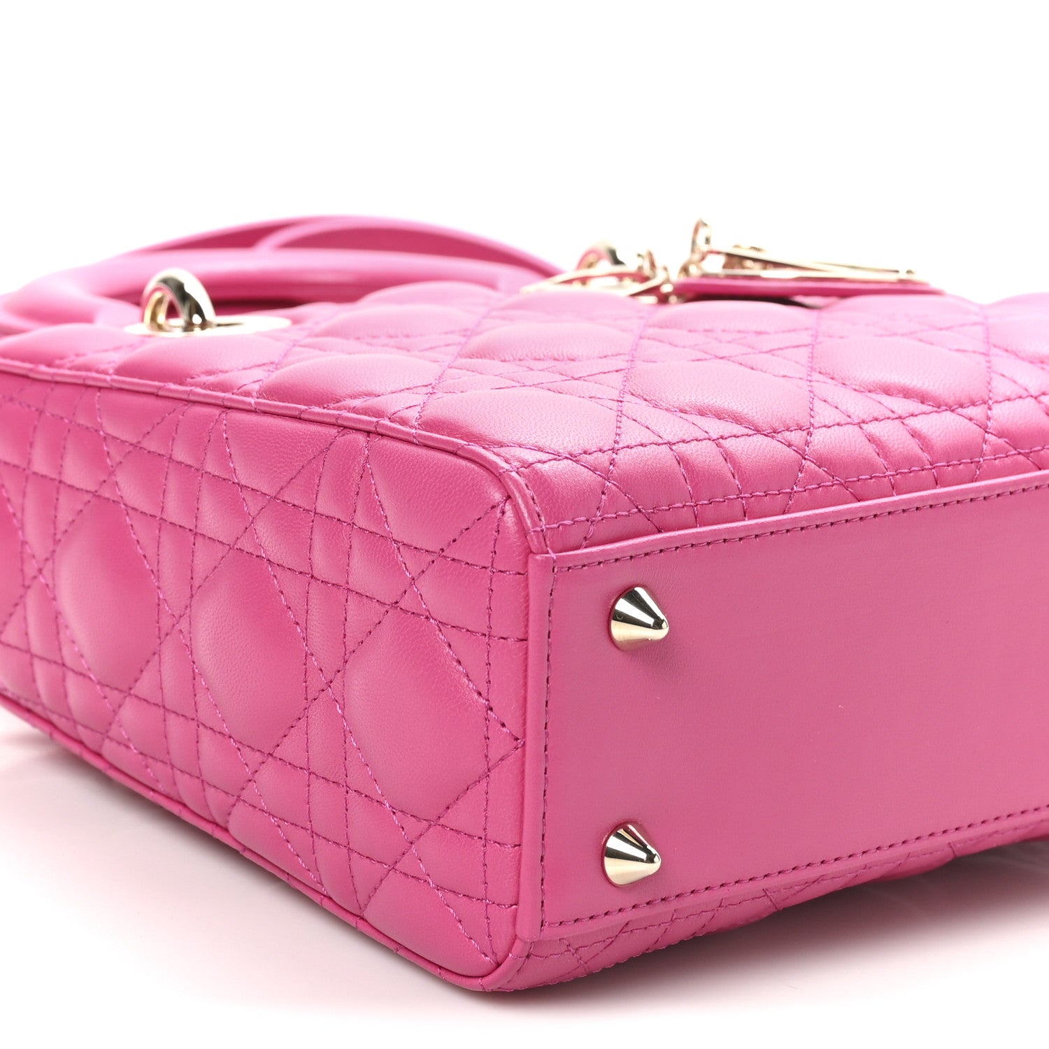 Christian Dior Lambskin Cannage Small My ABCDior Lady Dior Fuchsia 9 of 10