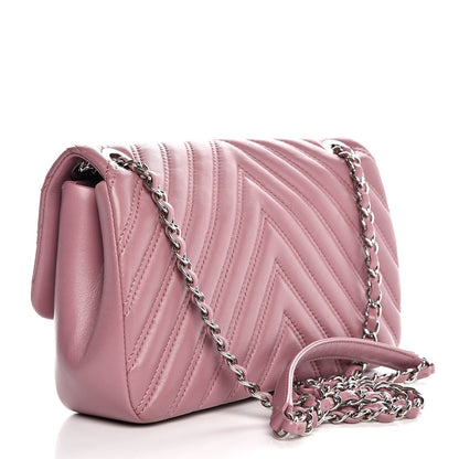 Chanel Lambskin Chevron Double Stitch Medium Single Flap Pink 3 of 7