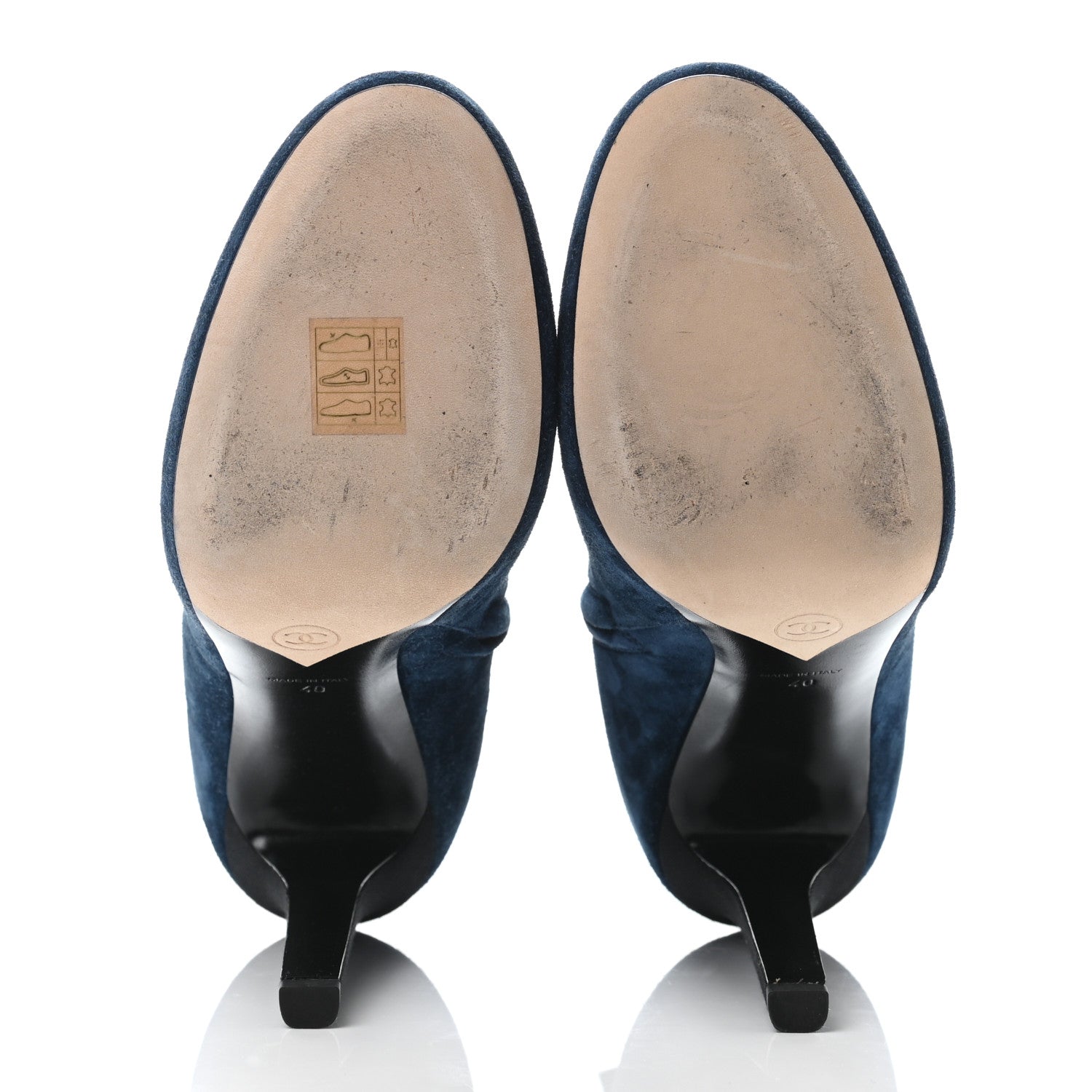 Chanel Suede Calfskin CC Short Boots 40 Dark Blue 4 of 4