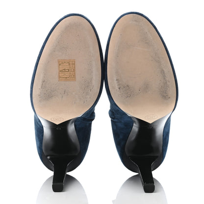 Chanel Suede Calfskin CC Short Boots 40 Dark Blue 4 of 4