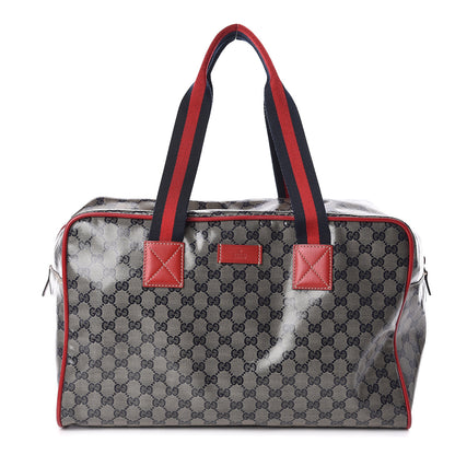 Gucci Crystal Monogram Web Medium Collapsible Carry On Duffle Navy 1 of 12