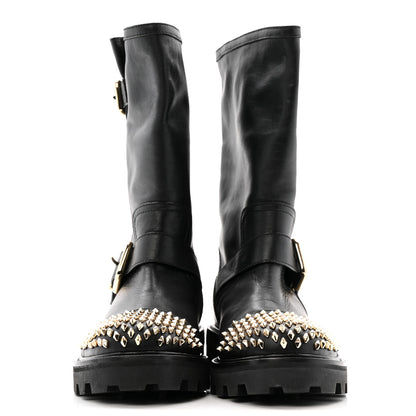 Jimmy Choo Calfskin Studded Biker II Boots 36.5 Black 3 of 10