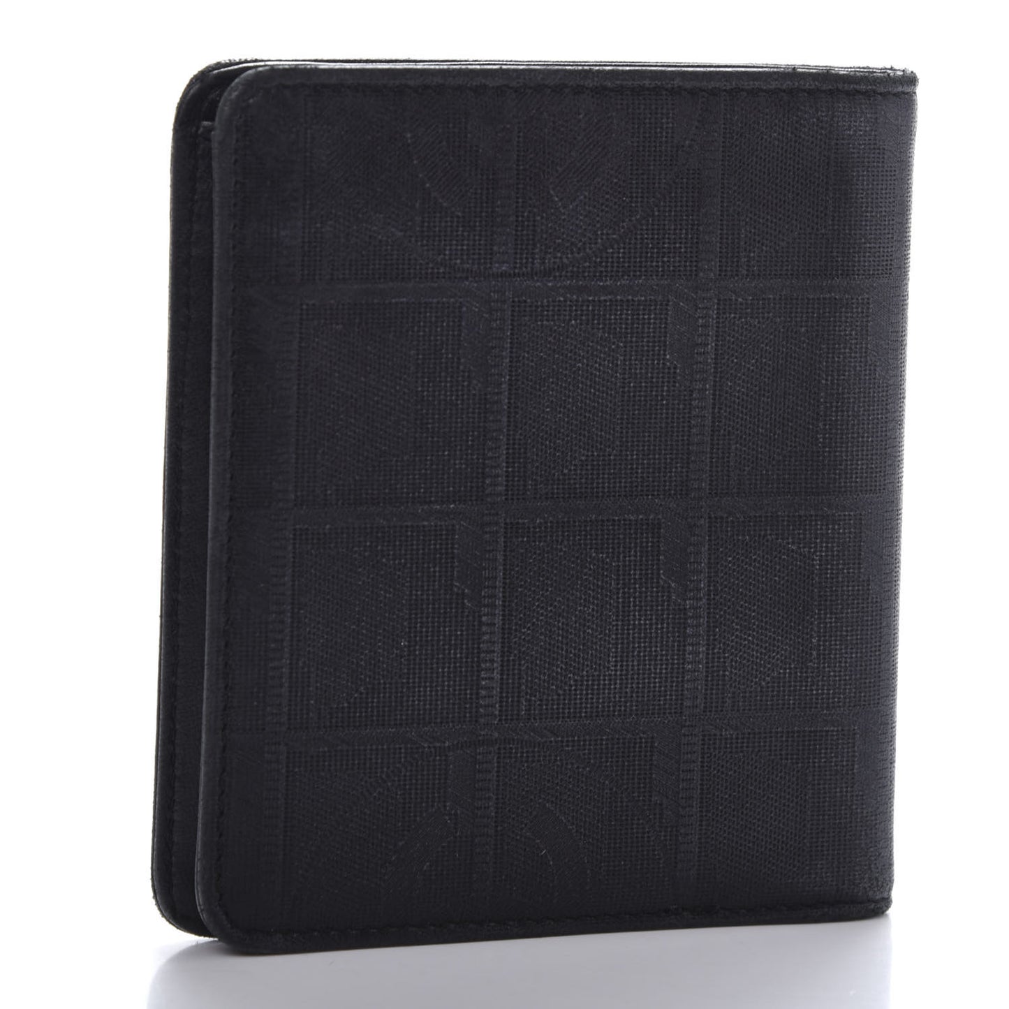 Embossed Lambskin Travel Bi-Fold Wallet Black