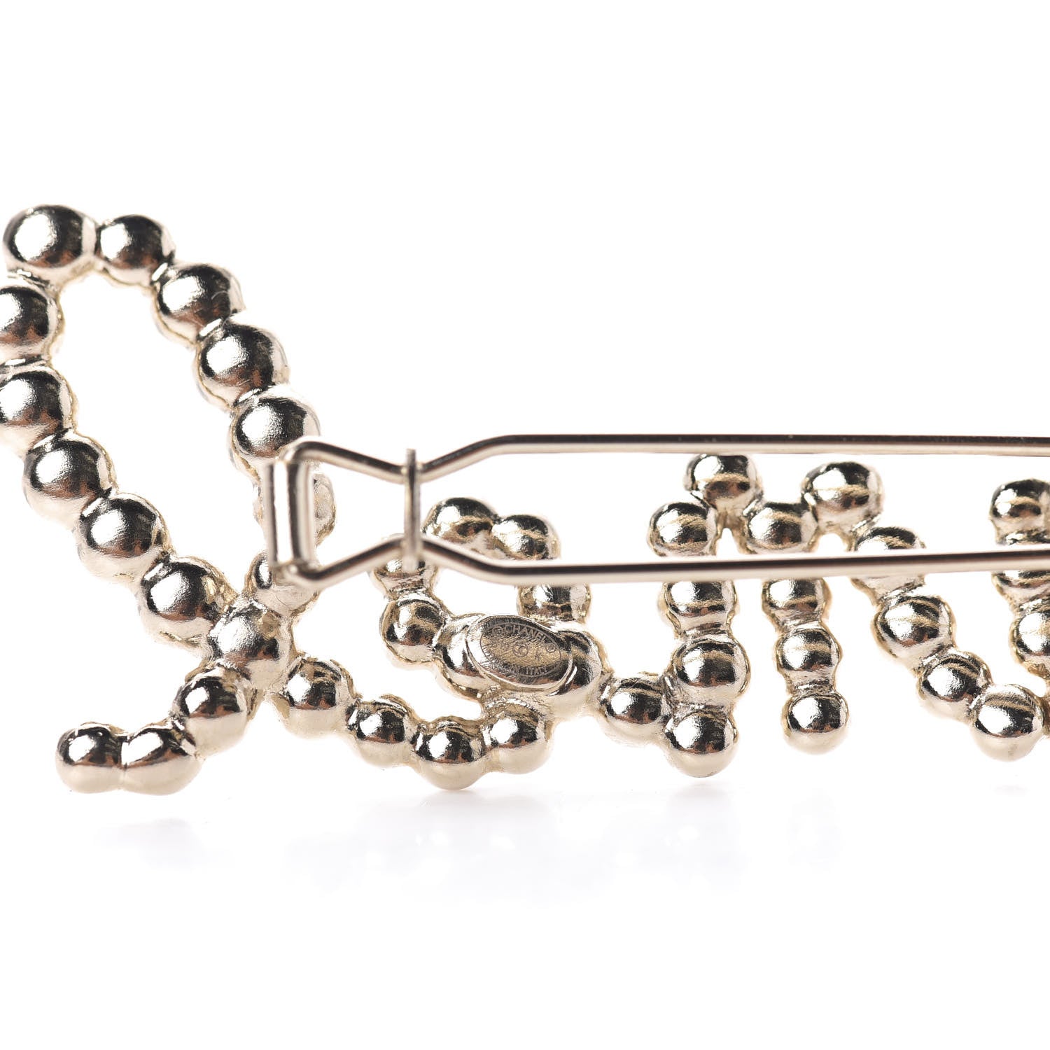Chanel Metal Glass Swirling Pearls Hair Clip Gold 3 of 3