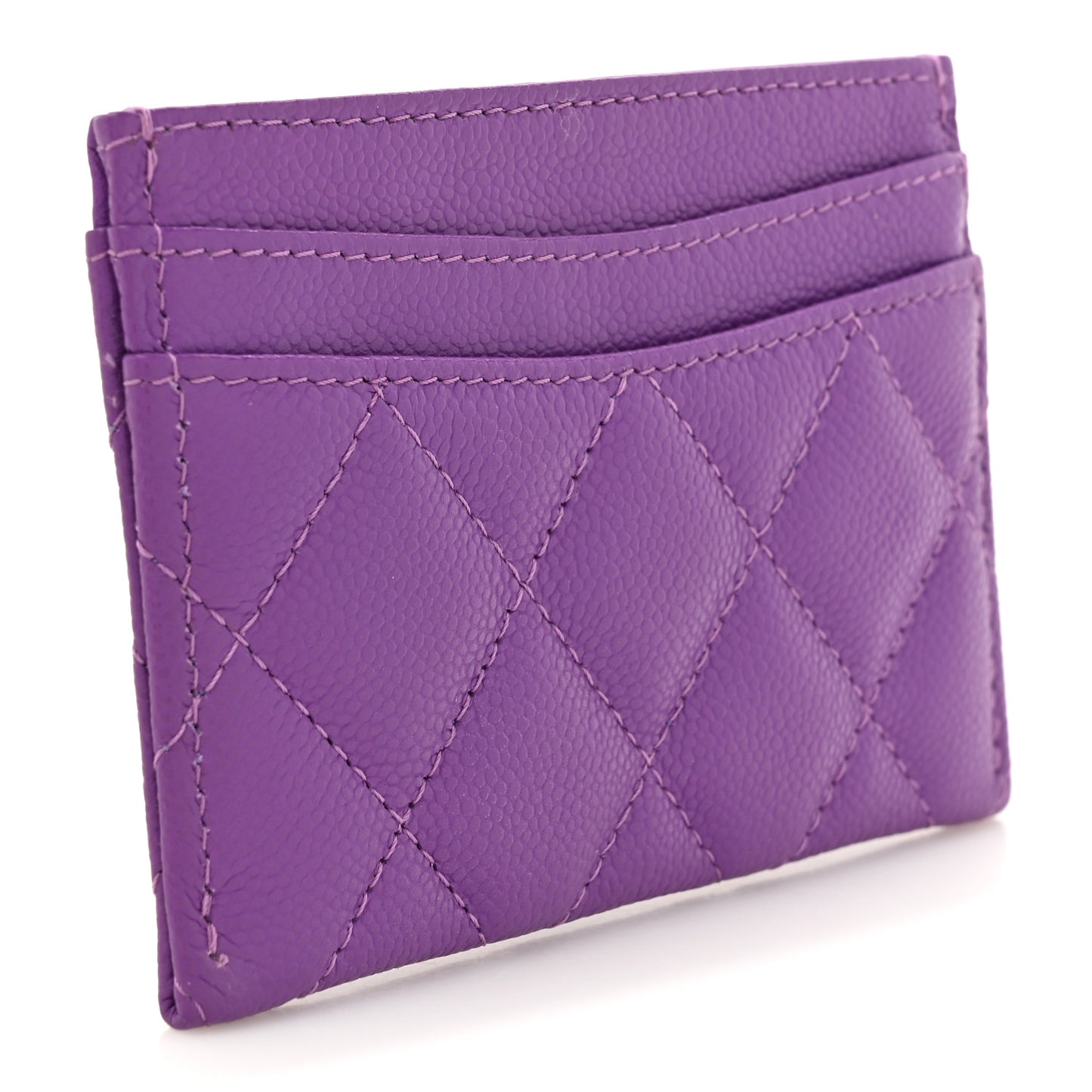 Caviar Quilted Card Holder Purple