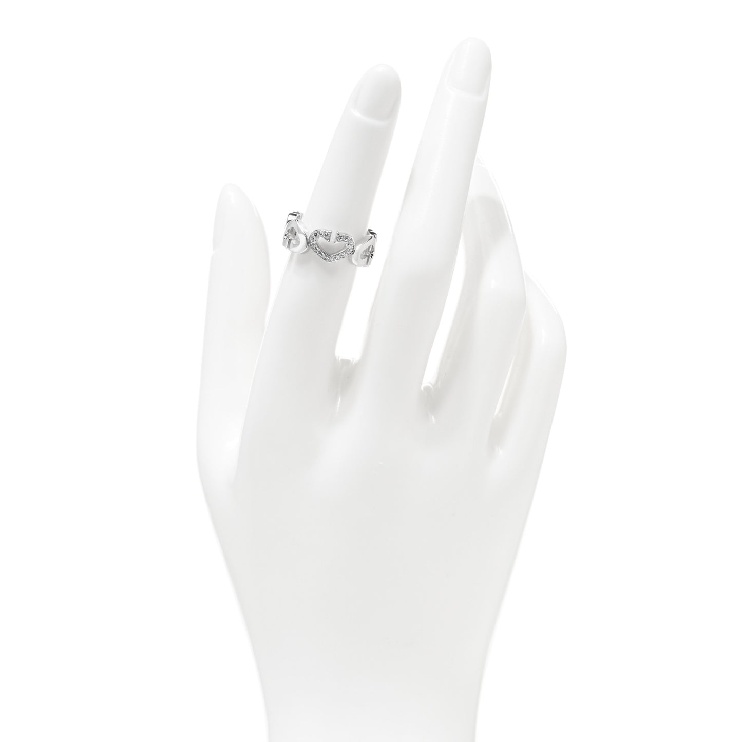 18K White Gold Diamond Hearts and Symbols Ring 50 5.25