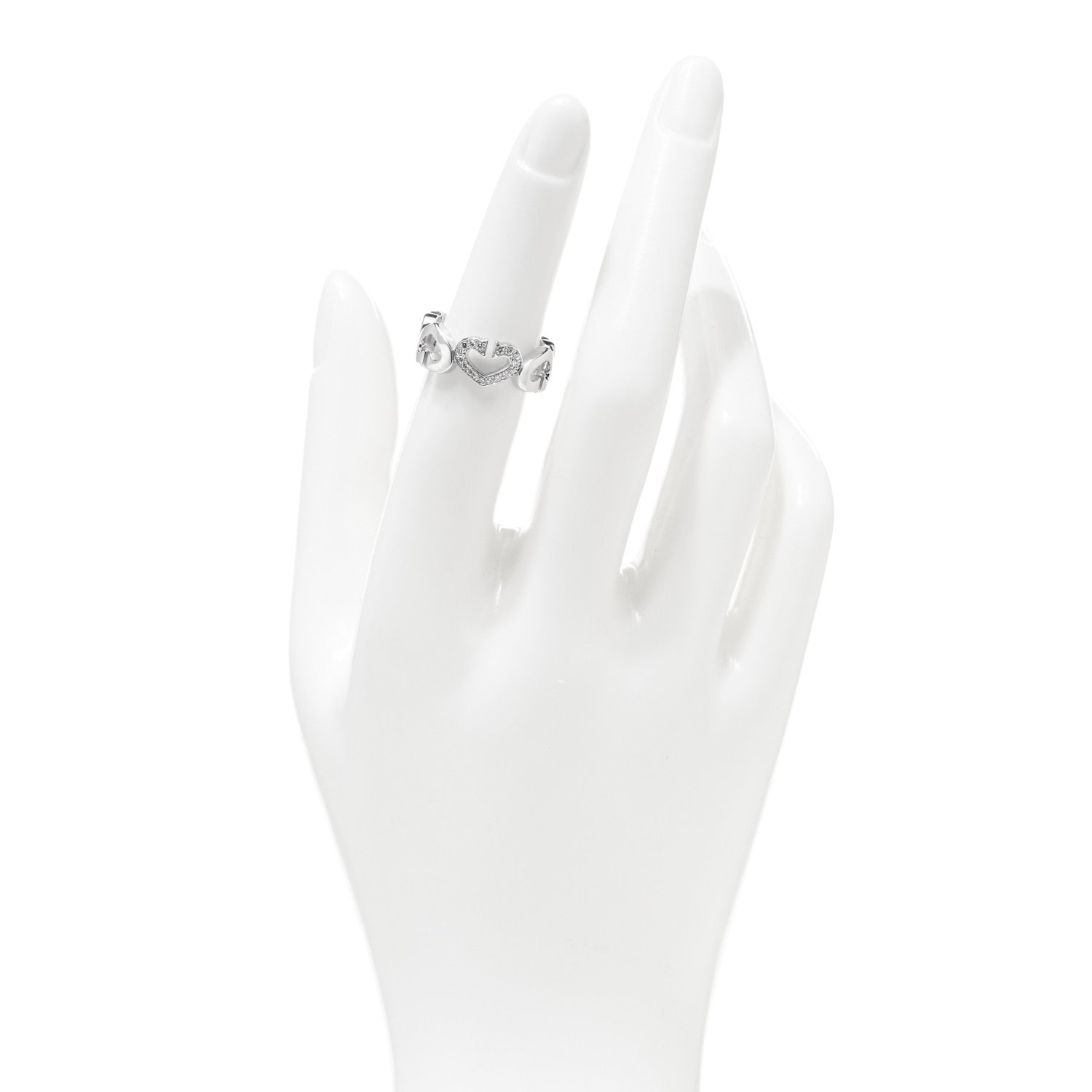 Cartier 18K White Gold Diamond Hearts and Symbols Ring 50 5.25 2 of 5