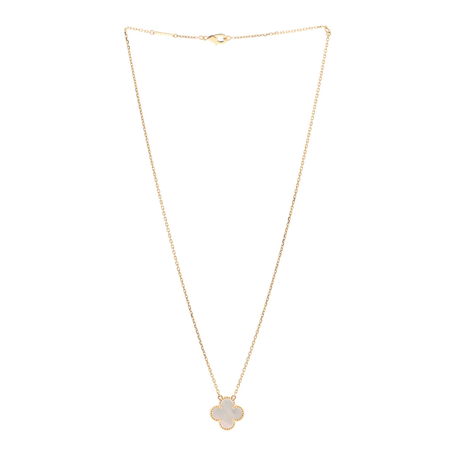 18K Yellow Gold Mother of Pearl Vintage Alhambra Pendant Necklace