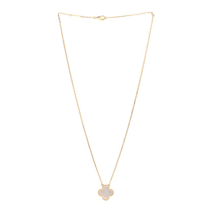 Van Cleef & Arpels 18K Yellow Gold Mother of Pearl Vintage Alhambra Pendant Necklace 3 of 6