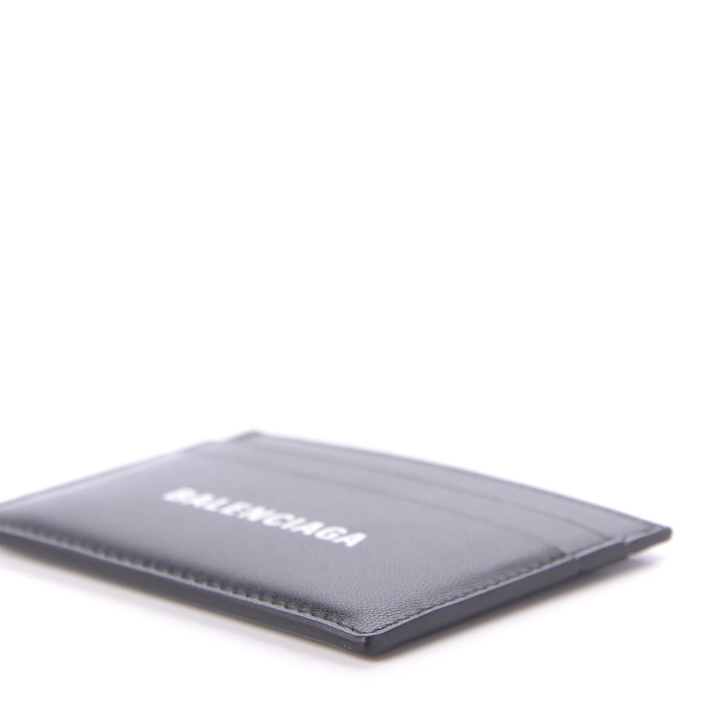Flat Calfskin Logo Cash Card Holder Black White