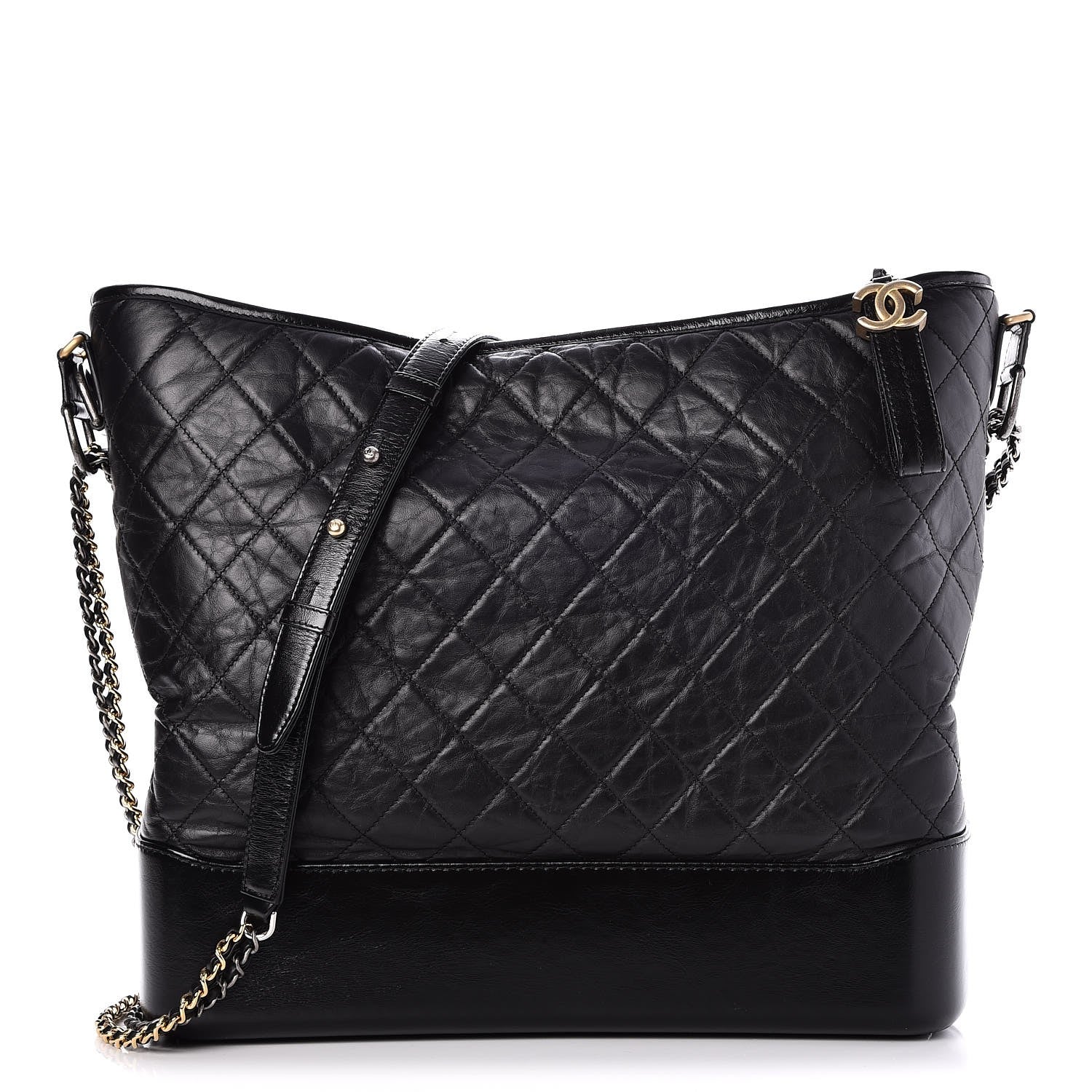 Chanel Aged Calfskin Quilted Large Gabrielle Hobo Black 1 of 8