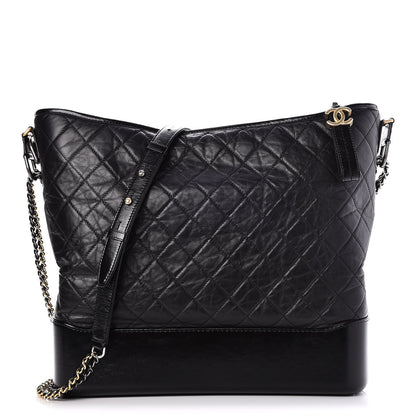 Chanel Aged Calfskin Quilted Large Gabrielle Hobo Black 1 of 8