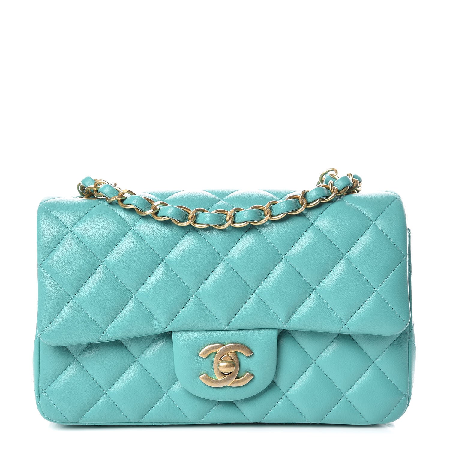 Chanel Lambskin Quilted Mini Rectangular Flap Green 1 of 10