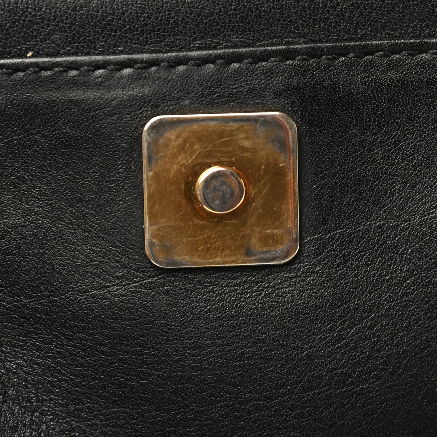 Vitello Flamingo Enamel Fendista Pouchette Crossbody Black