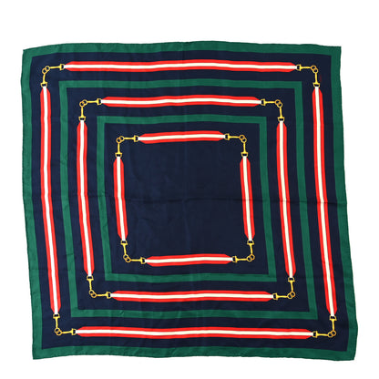 Gucci Silk Horsebit Stripe Scarf Red Green 1 of 4