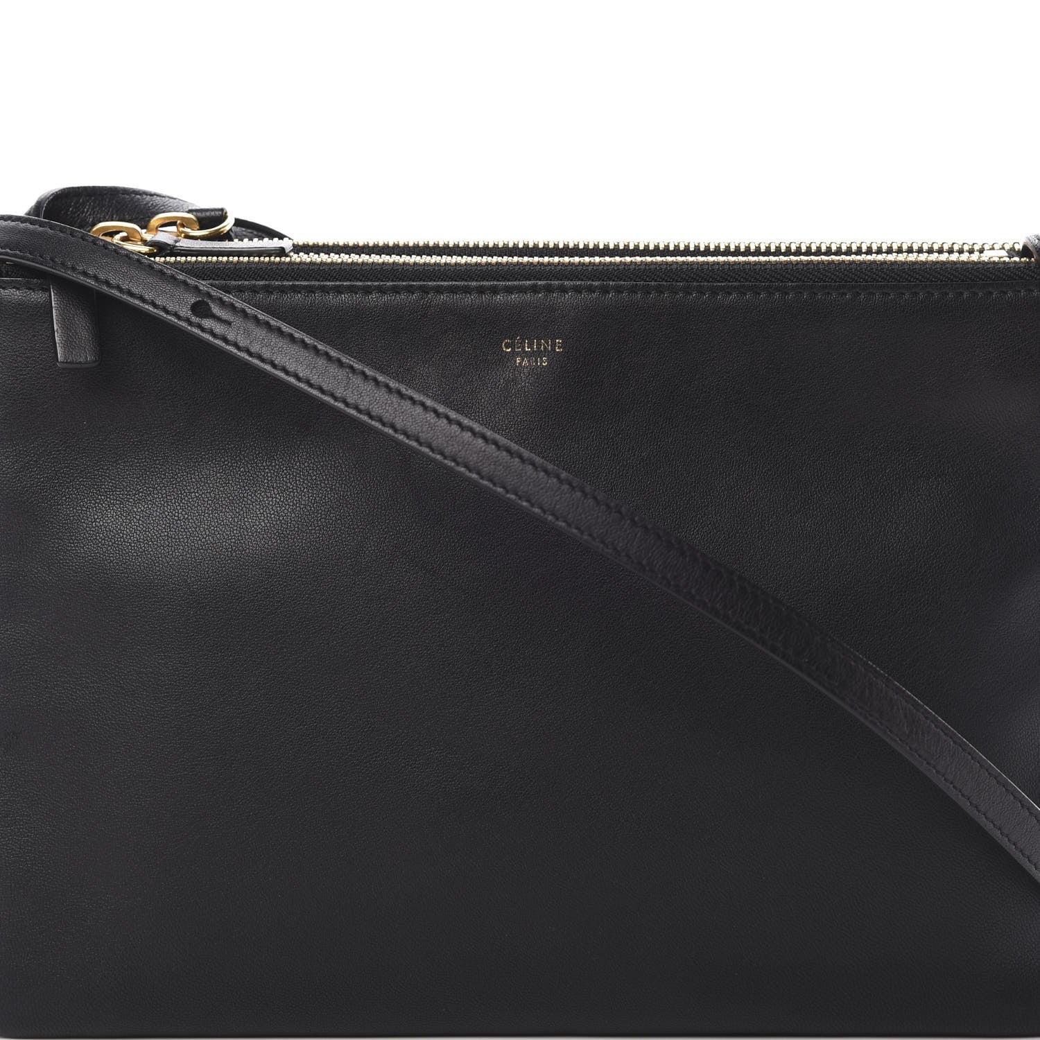 Celine Lambskin Large Trio Crossbody Bag Black 10 of 12