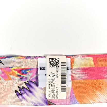 Hermes Silk All Over Marble Silk Twilly Rose Multicolor Ocre 3 of 3