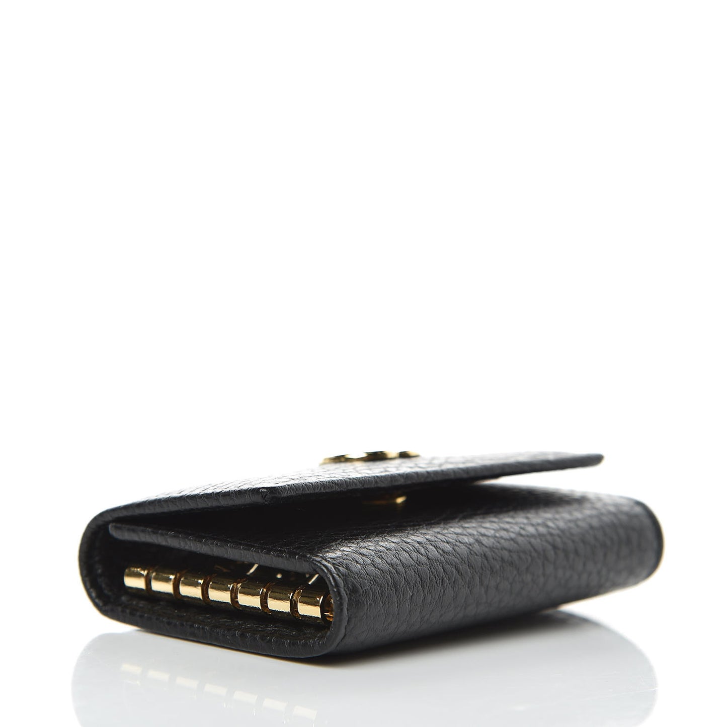 Pebbled Calfskin GG Marmont 6 Key Holder Black