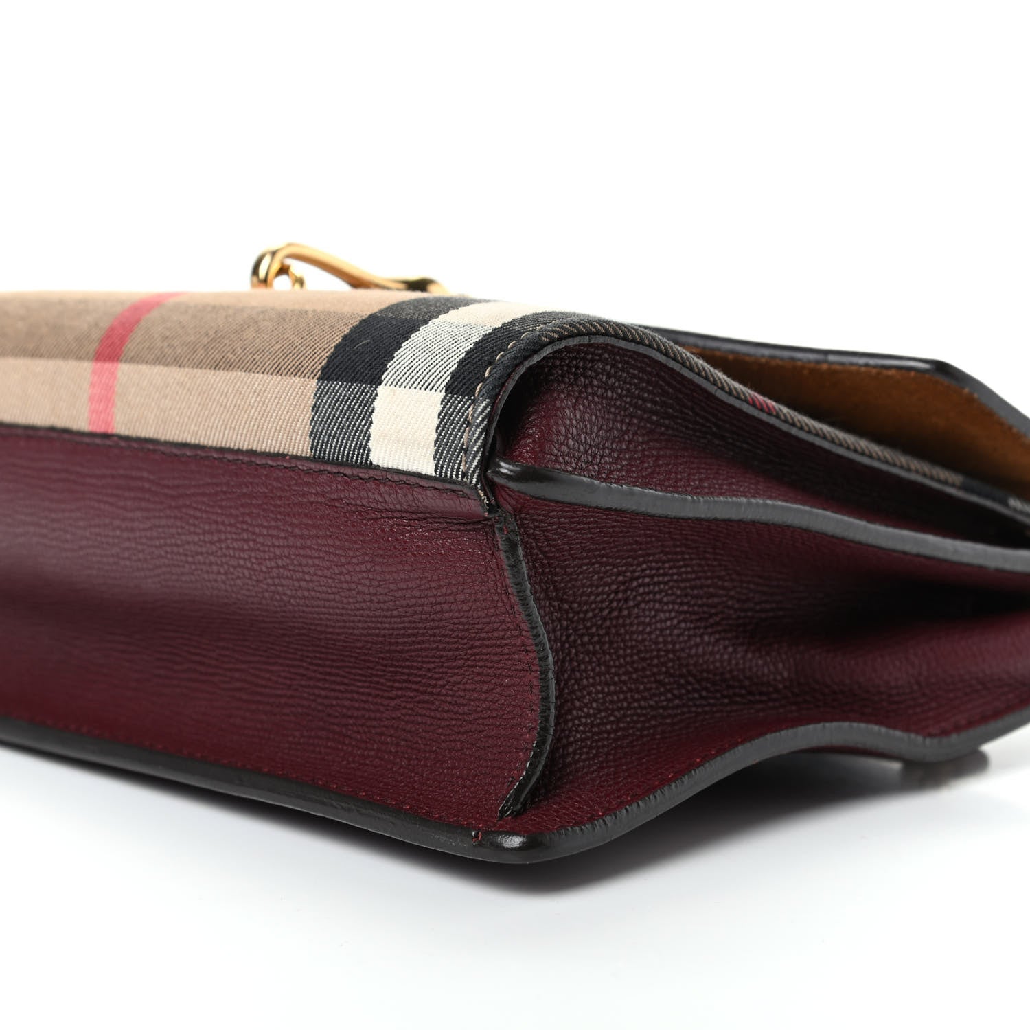 Burberry Derby Calfskin House Check Small Macken Crossbody Bag Mahogany Red 7 of 10