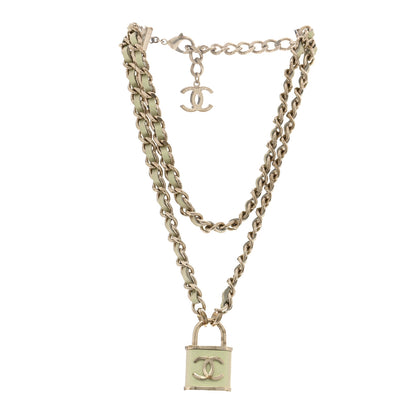 Chanel Metal Lambskin Lock Necklace Iridescent Green 3 of 6