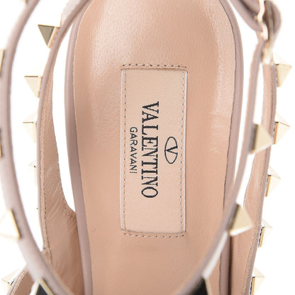 Valentino Garavani Metallic Pebbled Calfskin Rockstud Ankle Strap 100mm Pumps 39 Mekong Poudre 7 of 11