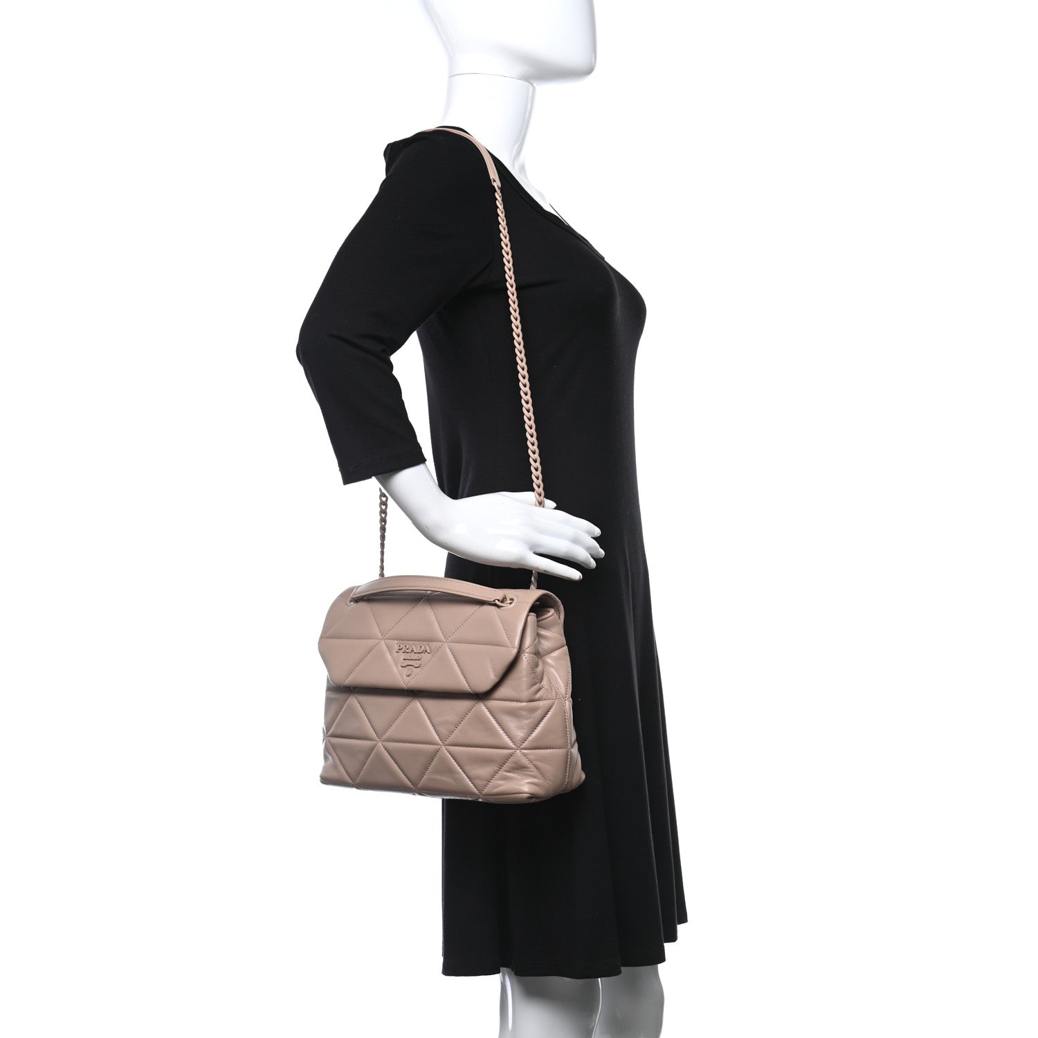 Prada Nappa Triangle Stitched Large Spectrum Bag Cipria 2 of 9