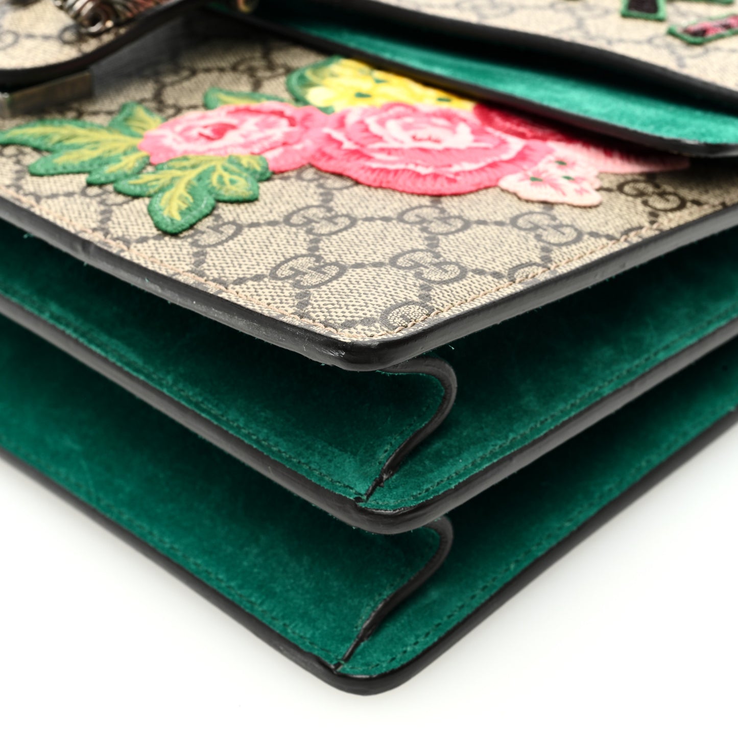 GG Supreme Monogram Embroidered Medium Dionysus Shoulder Bag Emerald