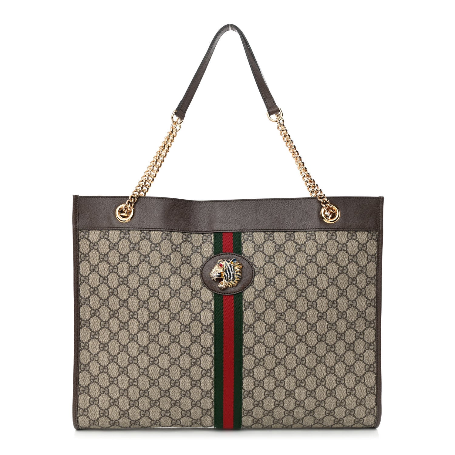 Gucci GG Supreme Monogram Large Rajah Chain Tote Beige New Acero 3 of 11