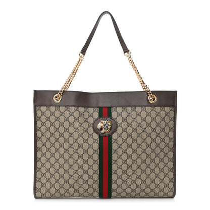 Gucci GG Supreme Monogram Large Rajah Chain Tote Beige New Acero 3 of 11