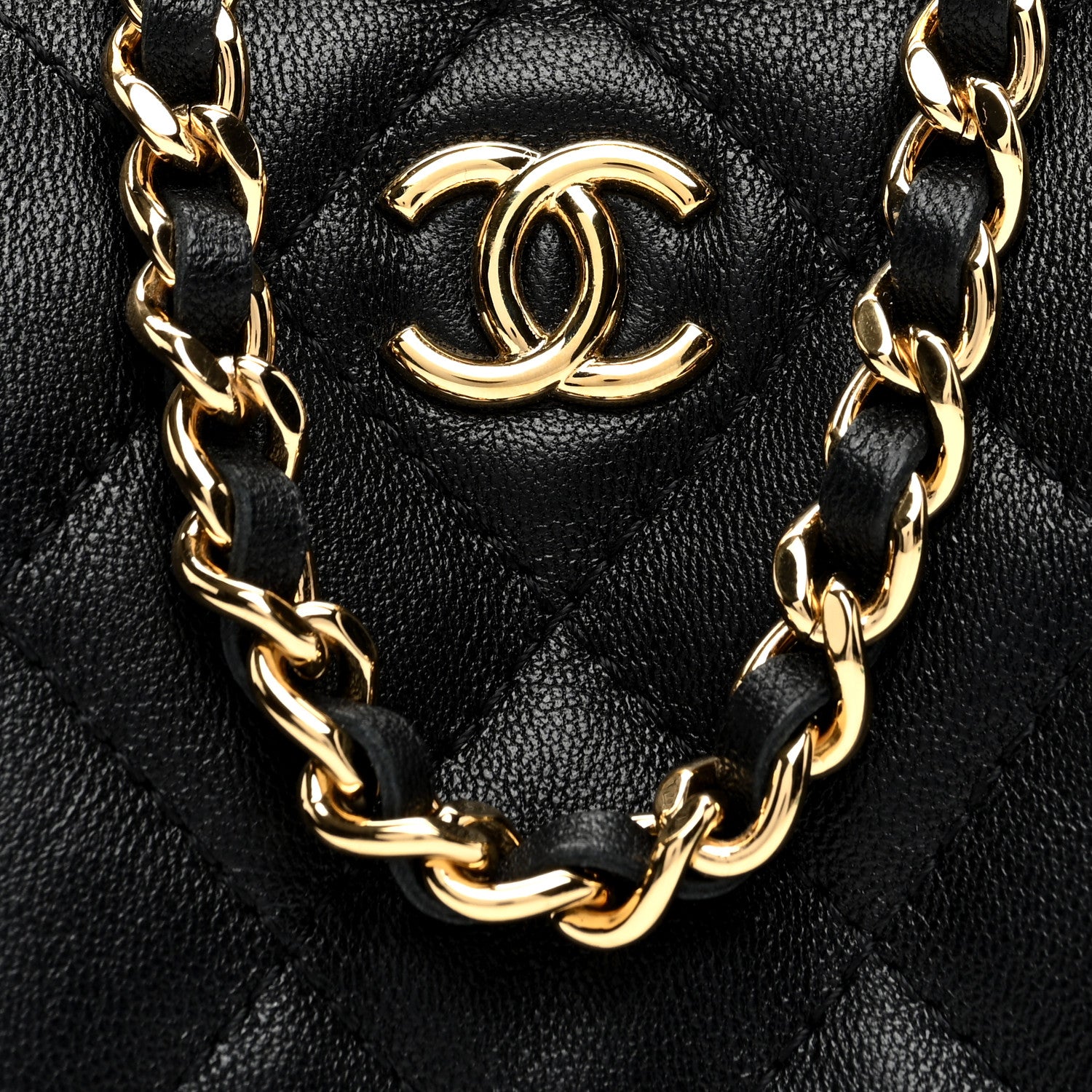 Chanel Lambskin Quilted Trio Kiss Lock Clutch With Chain Black 10 of 12