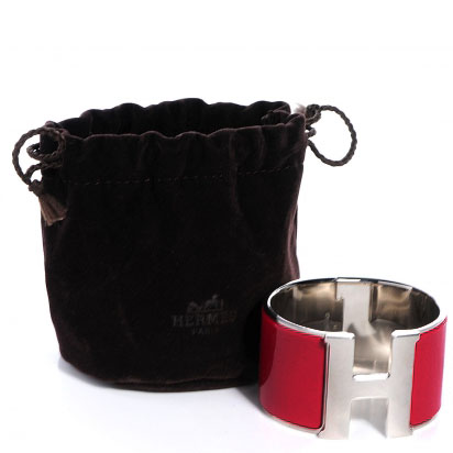 Hermes Enamel Clic Clac H Extra Wide Bracelet PM Red 4 of 4