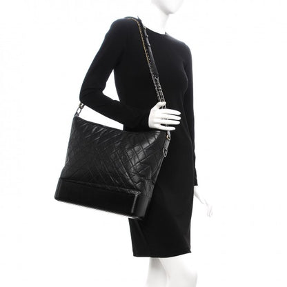 Chanel Aged Calfskin Quilted Large Gabrielle Hobo Black 2 of 13