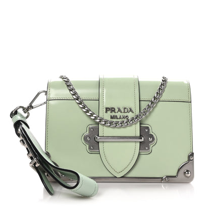 Prada Spazzolato Soft Calf Cahier Chain Wristlet Acqua 1 of 9