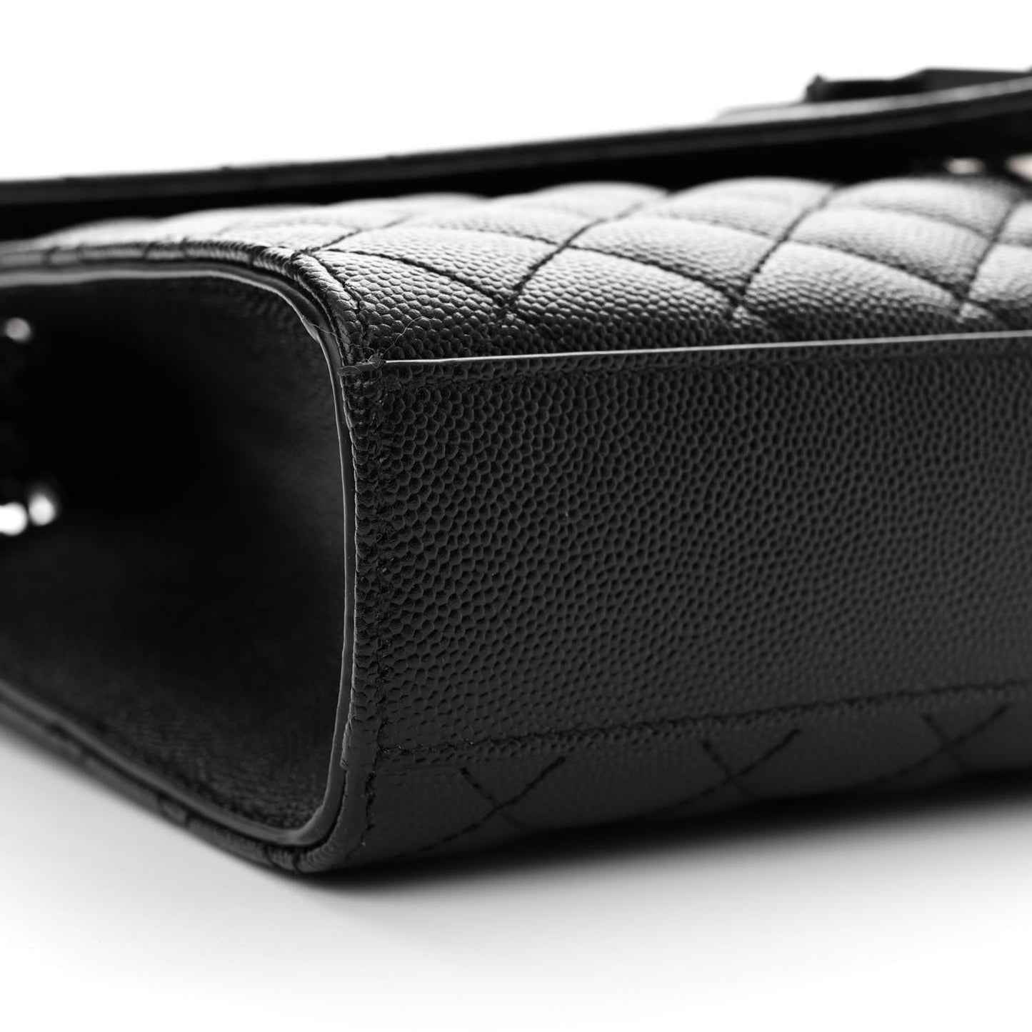 Grain De Poudre Textured Mixed Matelasse Triquilt Medium Monogram Monochrome Satchel Black