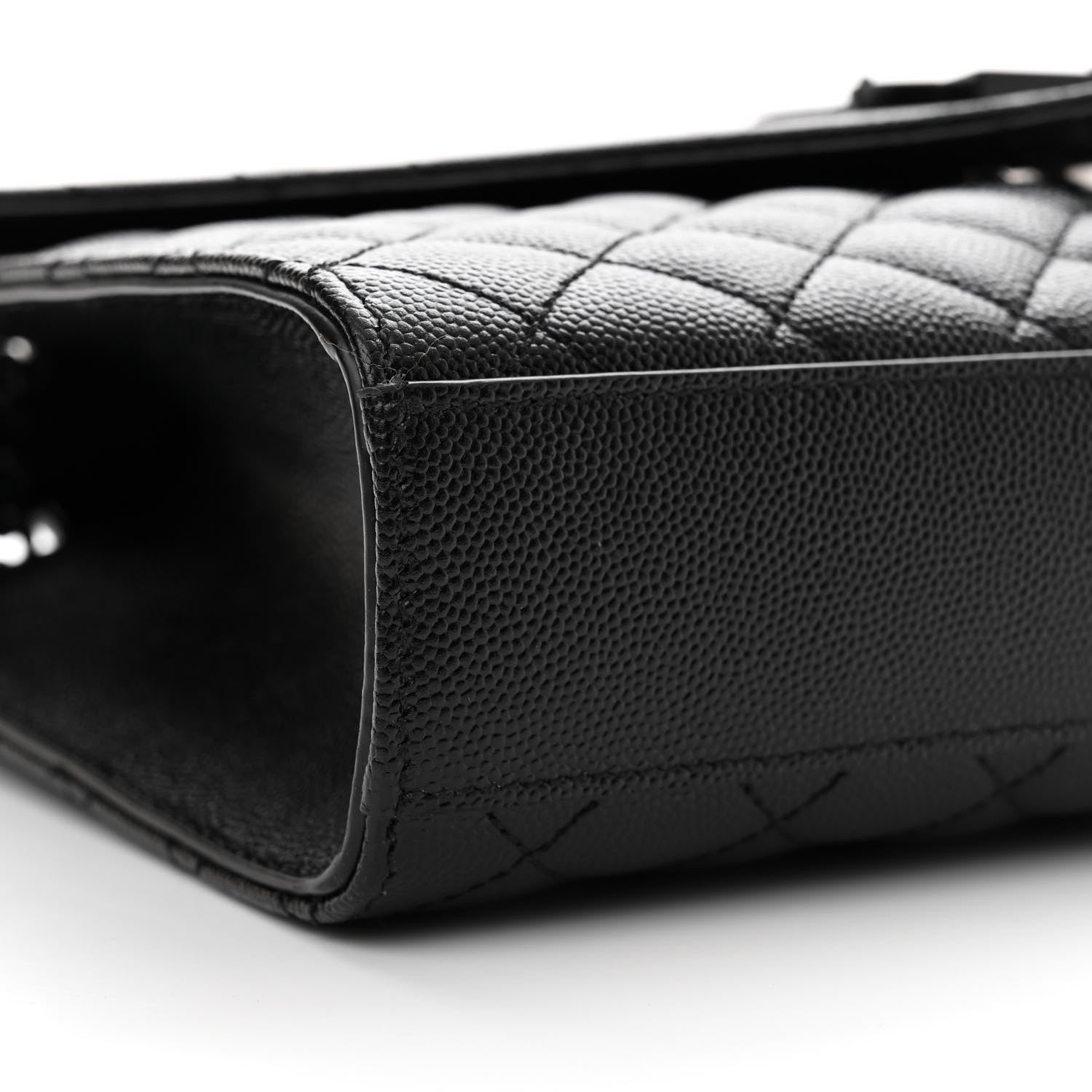 Saint Laurent Grain De Poudre Textured Mixed Matelasse Triquilt Medium Monogram Monochrome Satchel Black 9 of 11