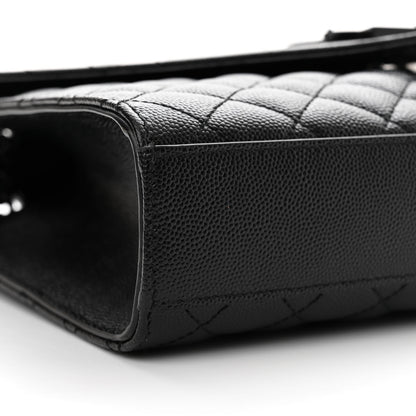 Saint Laurent Grain De Poudre Textured Mixed Matelasse Triquilt Medium Monogram Monochrome Satchel Black 9 of 11