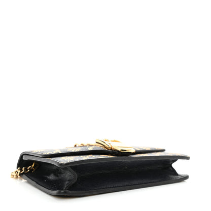 Gucci Textured Calfskin Super Mini Sylvie Chain Shoulder Bag Navy Gold 4 of 13