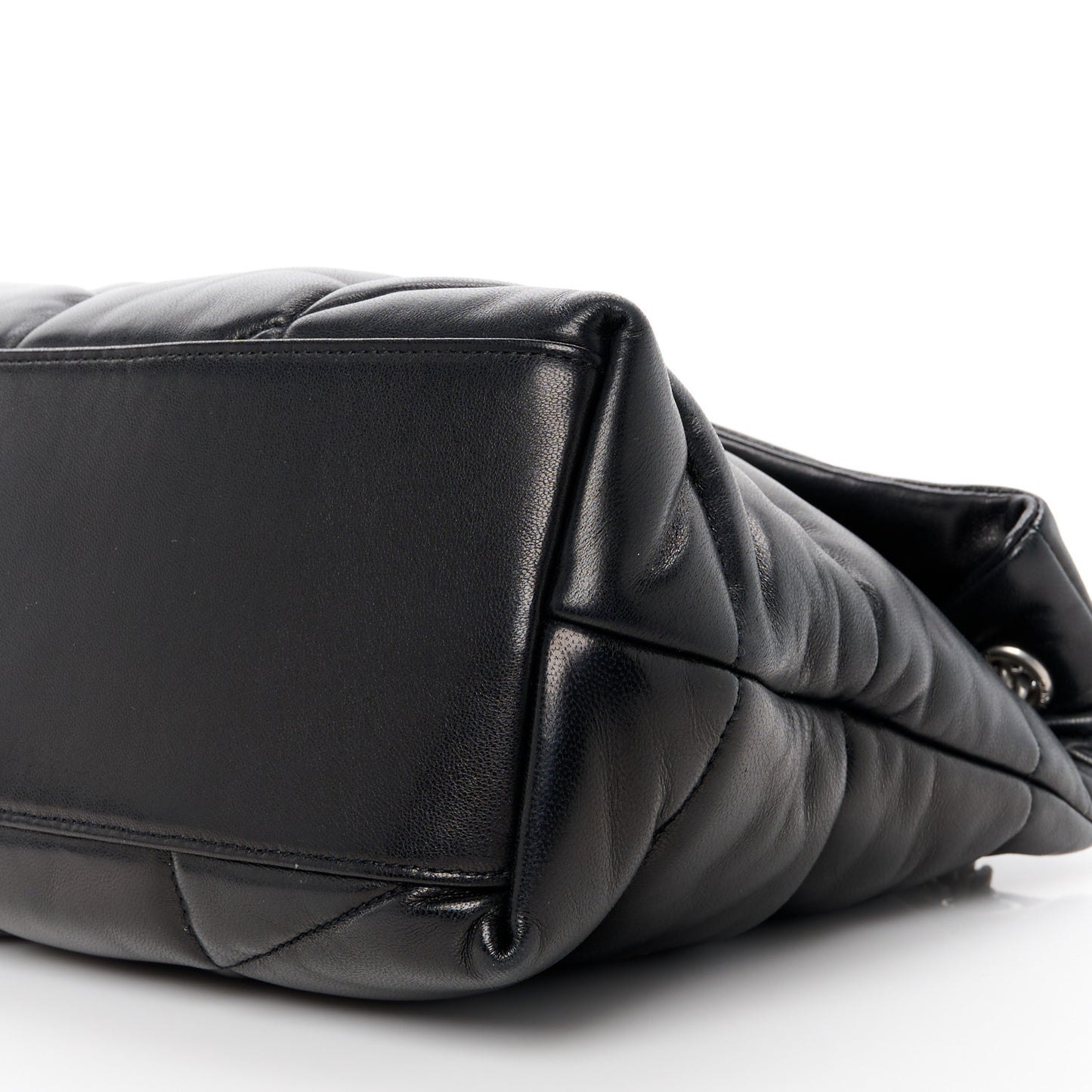 Lambskin Quilted Medium Loulou Puffer Monogram Chain Satchel Black