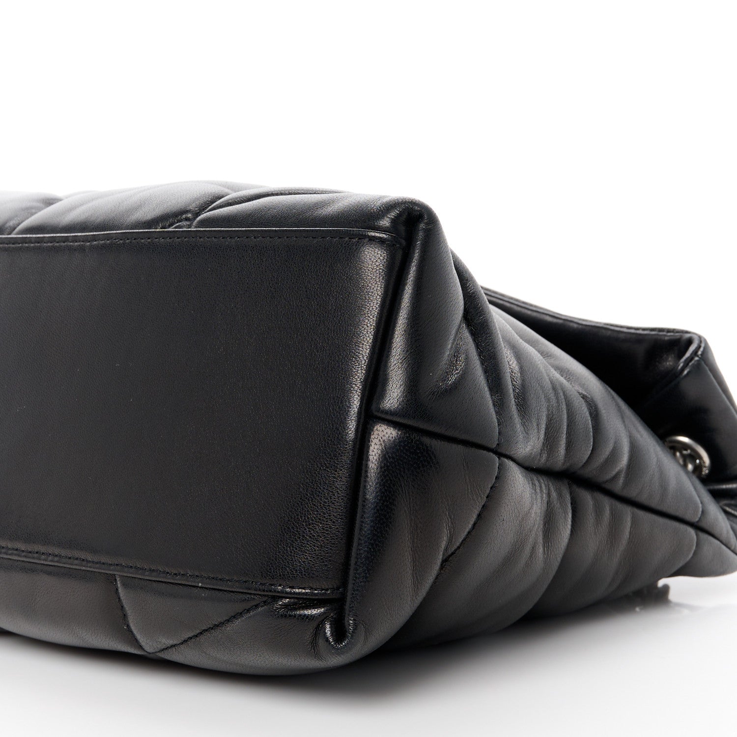 Saint Laurent Lambskin Quilted Medium Loulou Puffer Monogram Chain Satchel Black 10 of 10