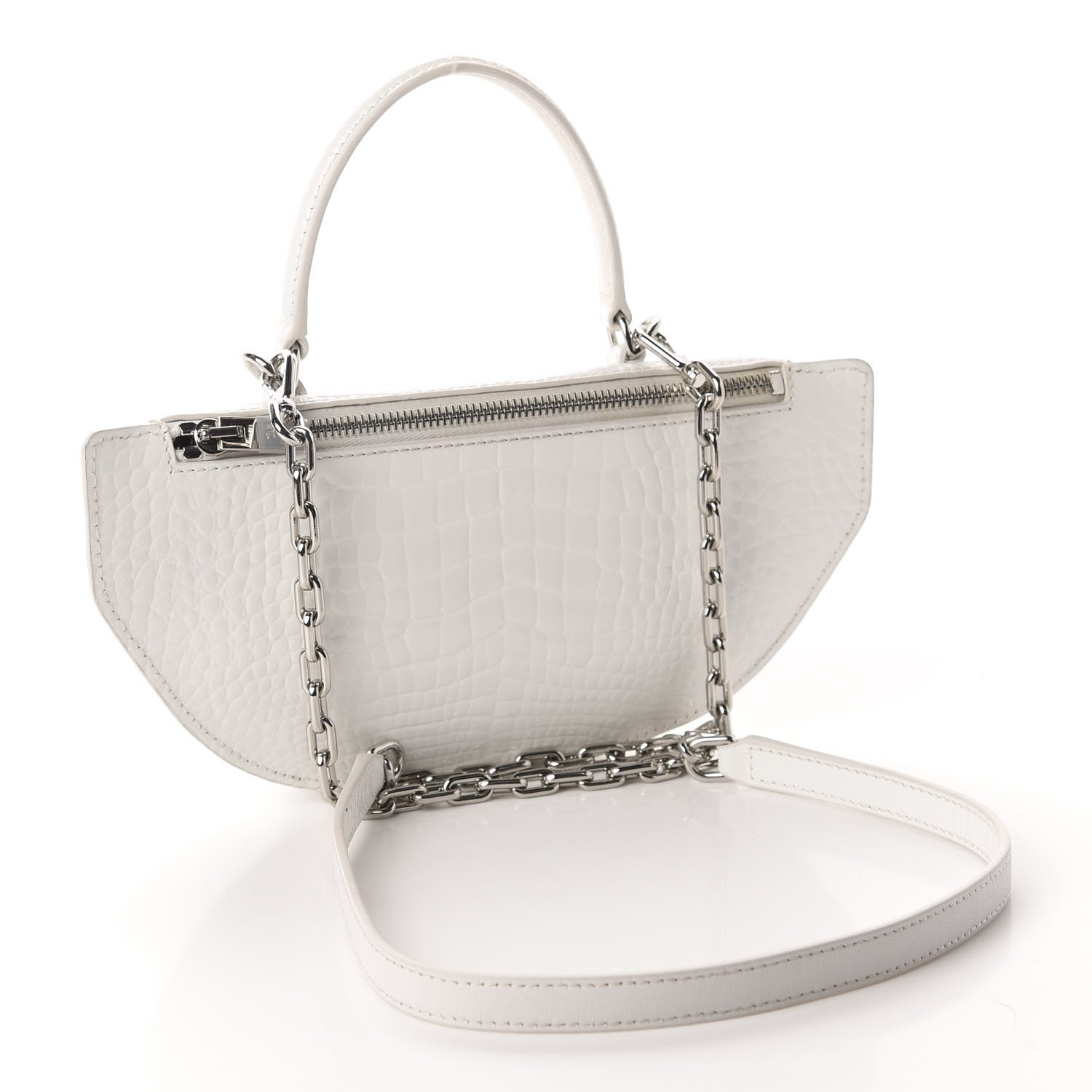 Alexander Wang Crocodile Embossed Patent Mini Top Handle Attica Belt Bag White 3 of 9