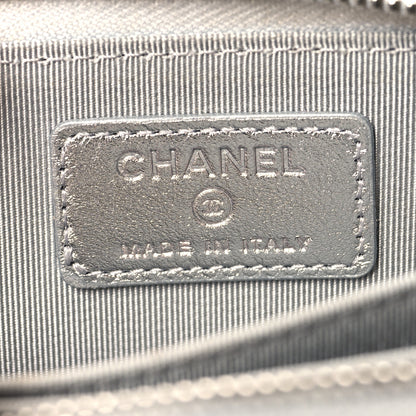 Chanel Iridescent Calfskin Quilted Zip Coin Purse Wallet Light Blue 6 of 9