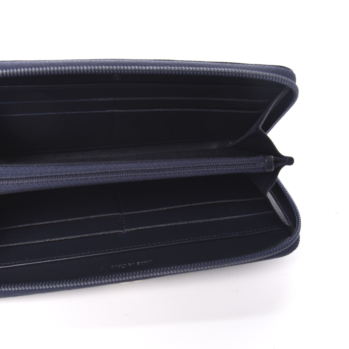 Lambskin Chevron Quilted Zip Around Boy Wallet Navy Blue