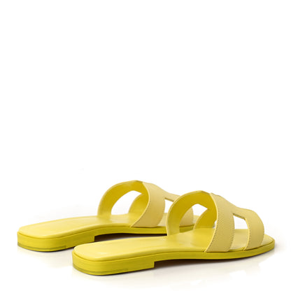 Hermes Epsom Oran Sandals 37.5 Jaune Pollen 3 of 10