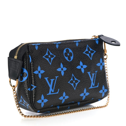 Louis Vuitton Colored Monogram Mini Pochette Accessories Blue Black 3 of 9