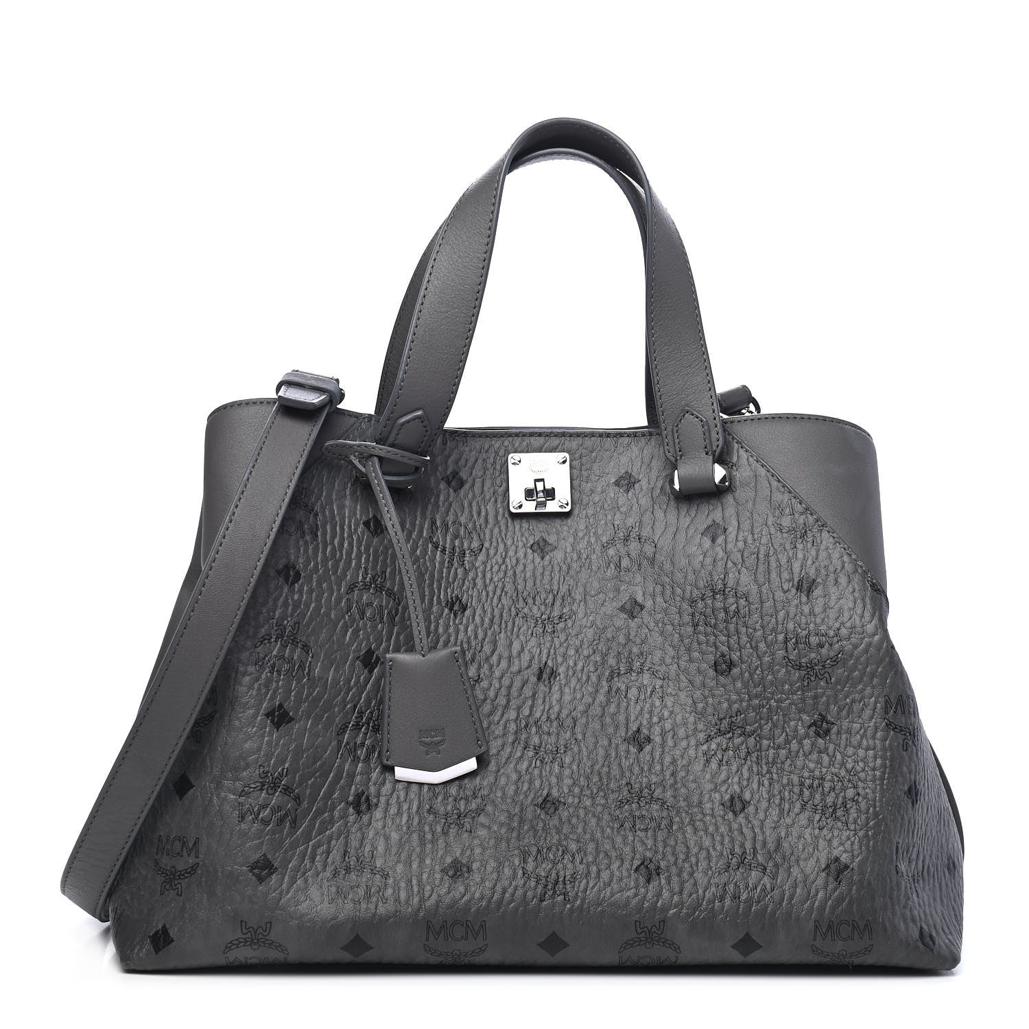 MCM Calfskin Ottomar Monogram Large Essential Tote Phantom Grey 1 of 9