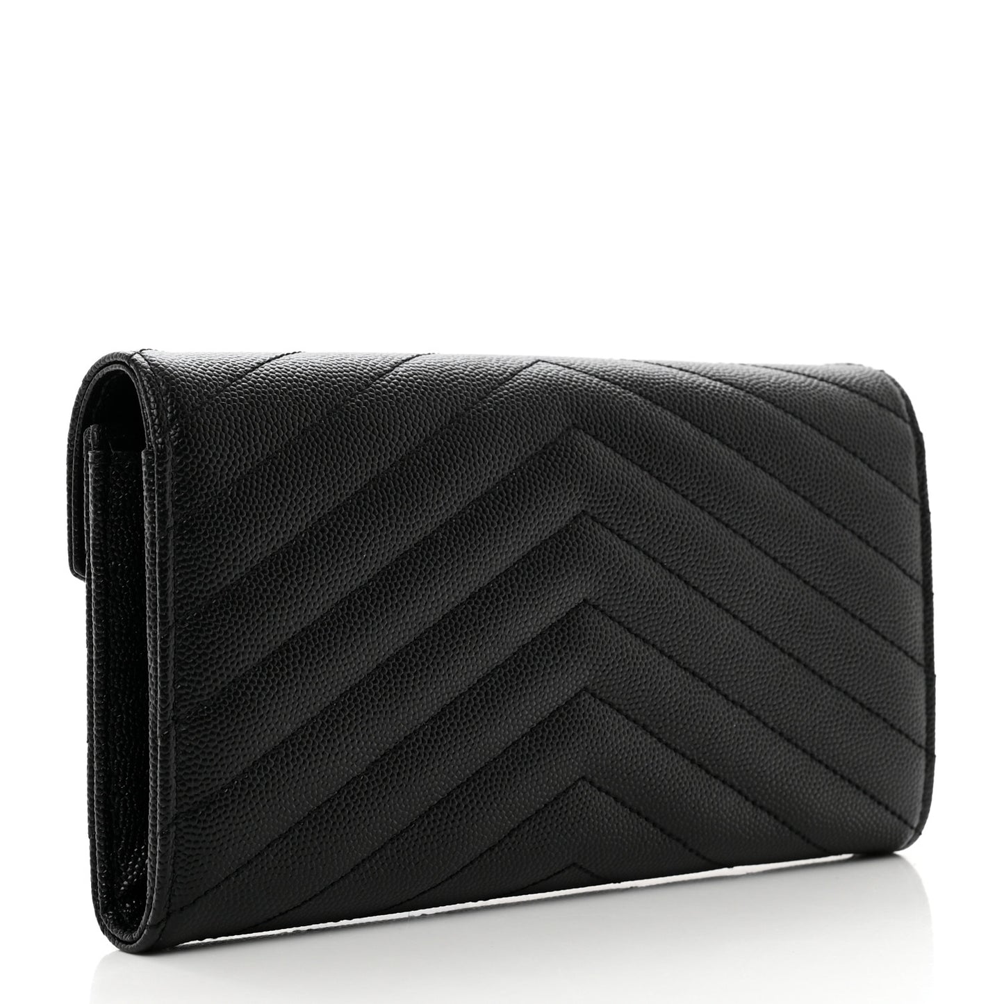 Grain De Poudre Matelasse Chevron Monogram Flap Wallet Black